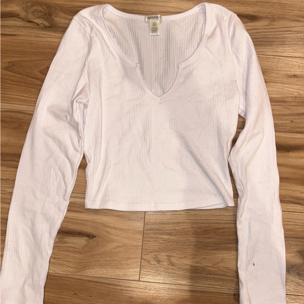 Bozzolo Cream Fitted Crop Blouse Long Sleeve